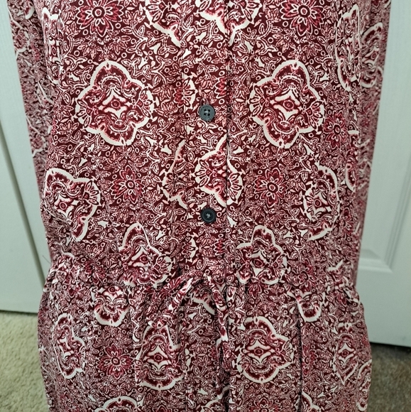 Gap Red Printed Sheer Button Down Dress/Tunic  Size M - Picture 3 of 10